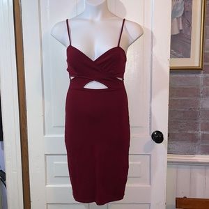 MAROON CLUB DRESS WITH CROSS FRONT